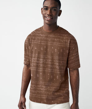 Kalvettu Themed Oversized Tamil Tshirt -Brown