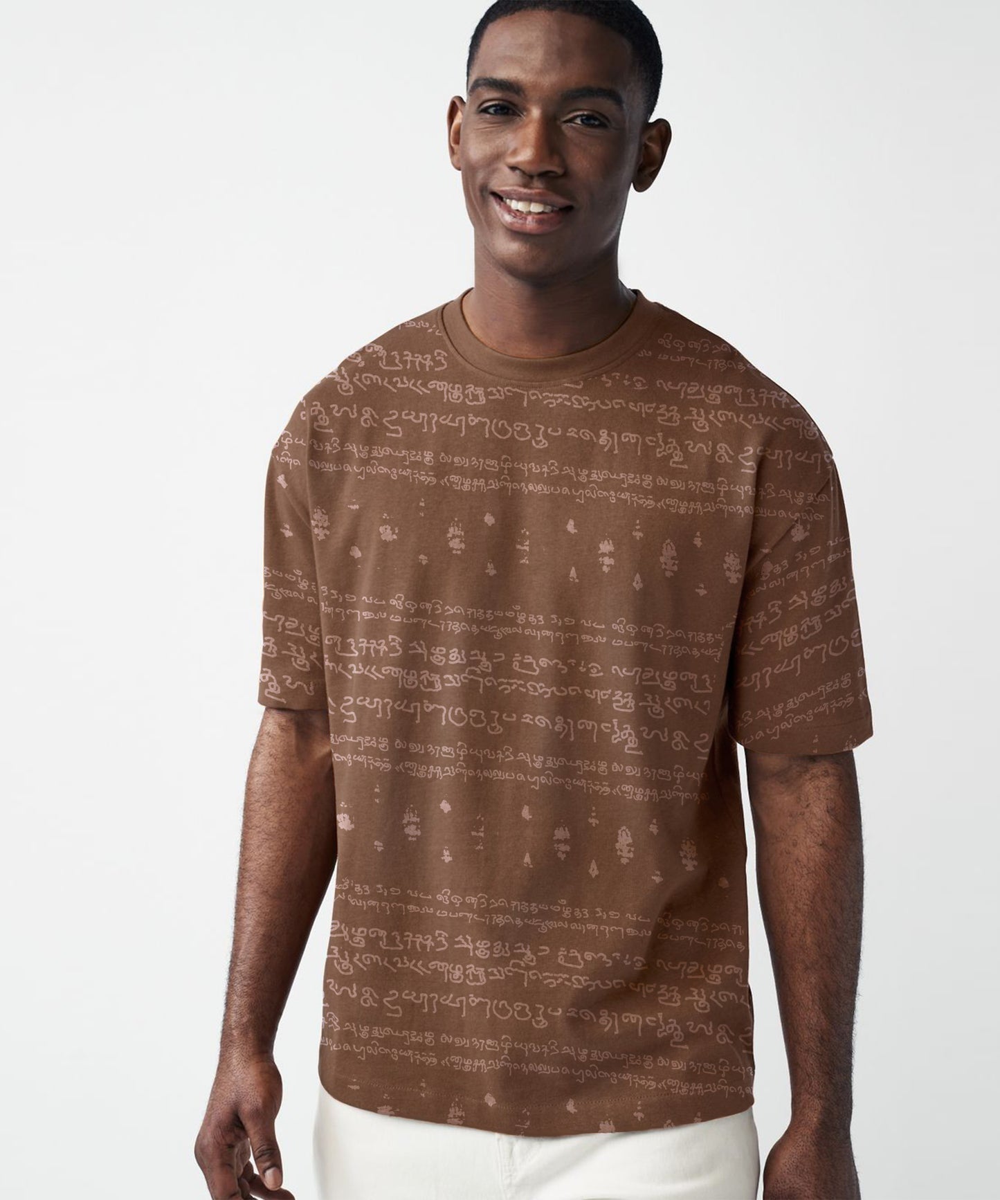 Kalvettu Themed Oversized Tamil Tshirt -Brown