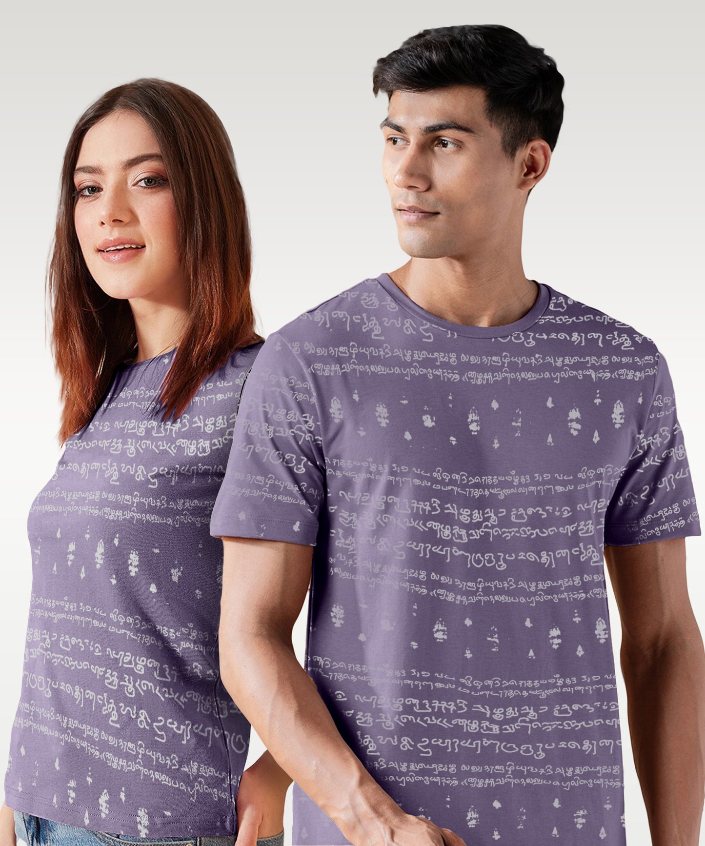 Regular Fit Kalvettu Tamil Themed Unisex T-Shirt -Purple