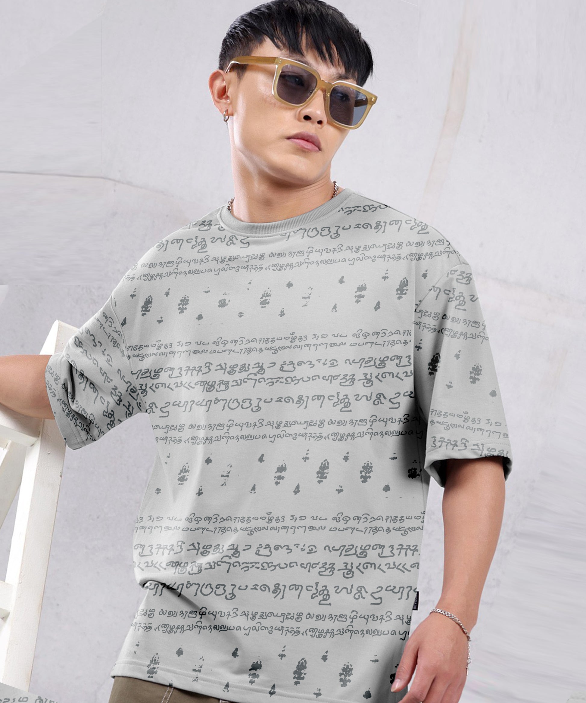 Kalvettu Themed Oversized Tamil Tshirt -Grey