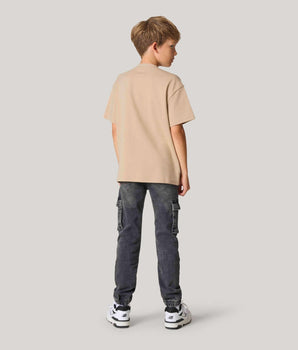 Aathichudi Printed Boys Oversized Tamil Tshirt- Beige