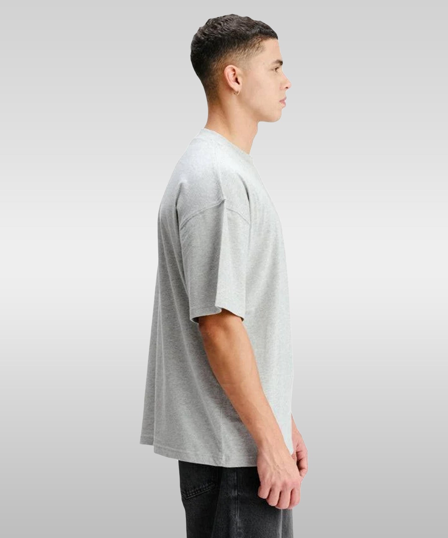 J&JP Men Oversized Back Printed T-Shirt-Grey