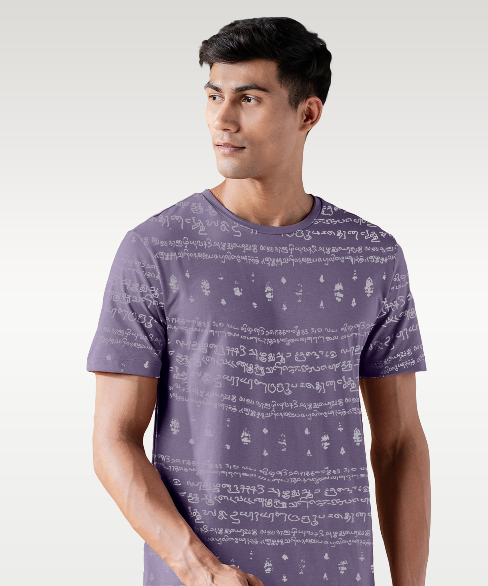 Regular Fit Kalvettu Tamil Themed Unisex T-Shirt -Purple