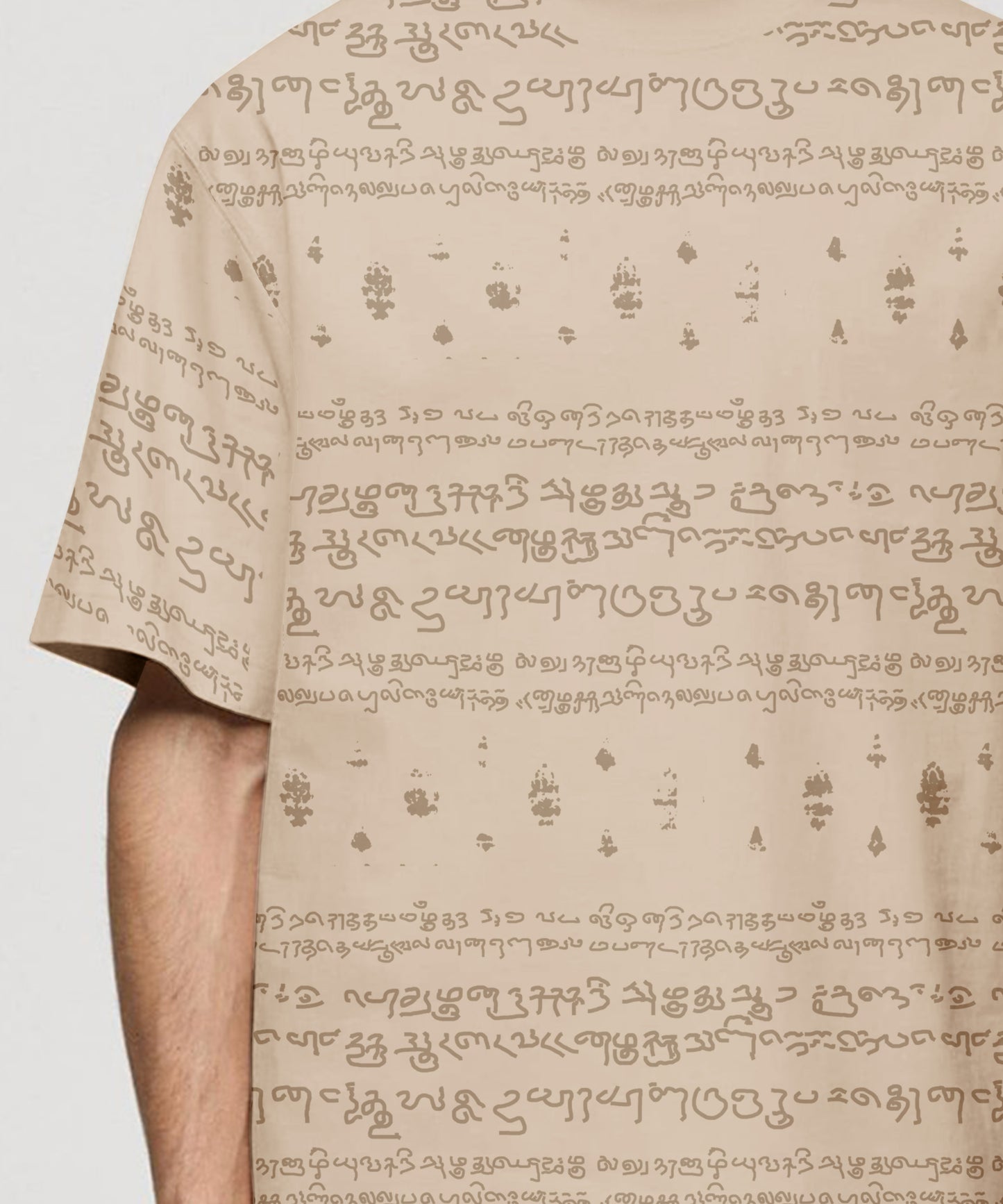 Kalvettu Themed Oversized Tamil Tshirt -Beige