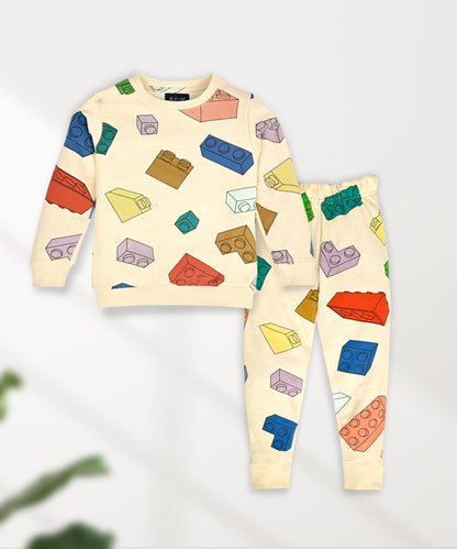 J&JP Kids Unisex Full Sleeve Printed T-shirt and Pant Set