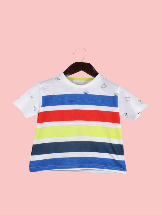 Kids Multicolour Half sleeve Cotton slub jersey T-Shirt