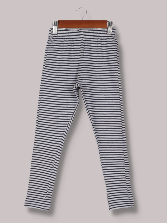 Kids Navy cotton spandex knit Striped Pant