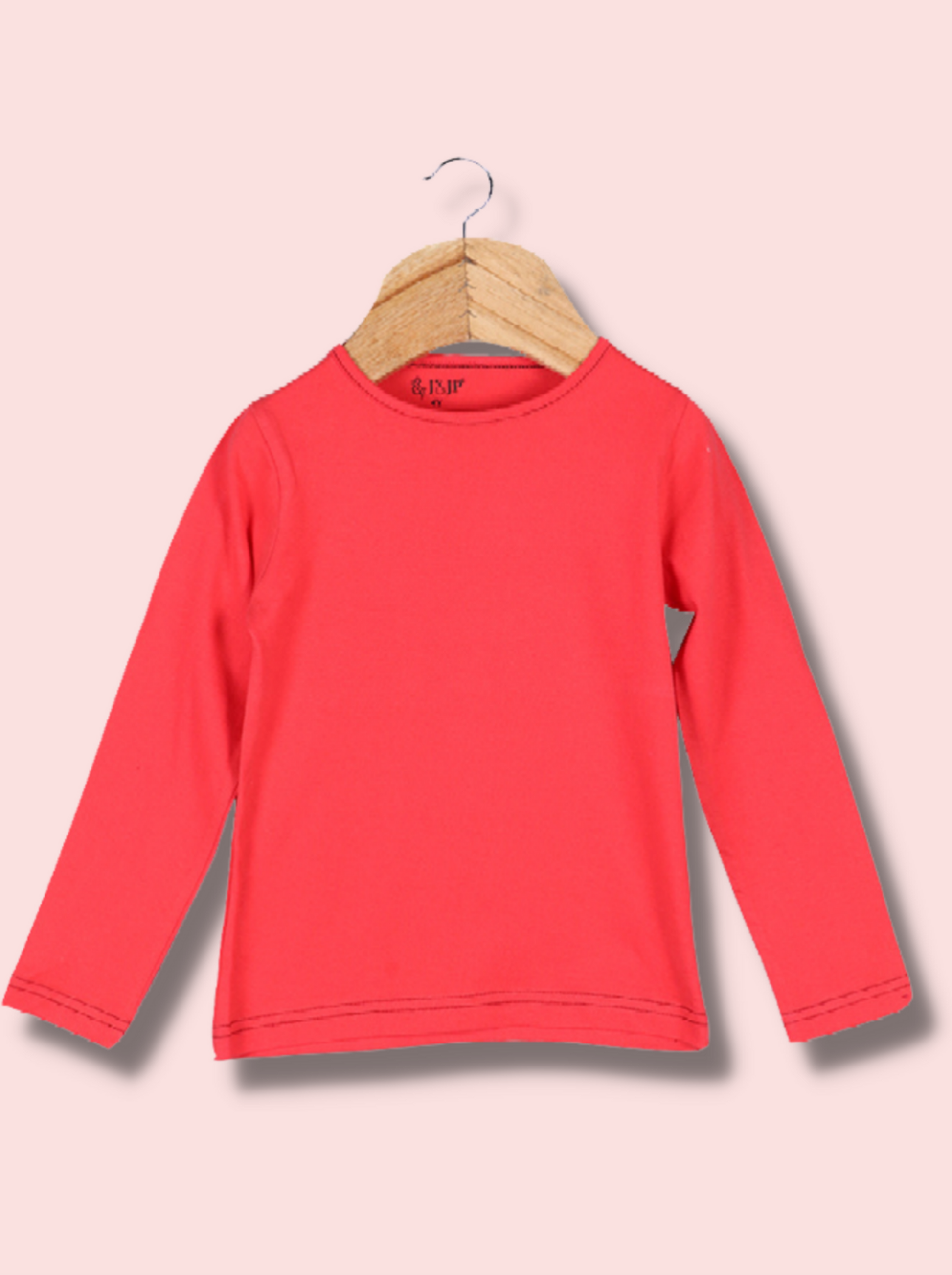 Kids Pink Full sleeve Horizontal Stripes, Cotton jersey knit T-Shirt