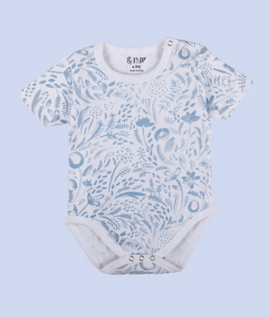 Babies Blue Half Sleeve Printed Soft Cotton Romper