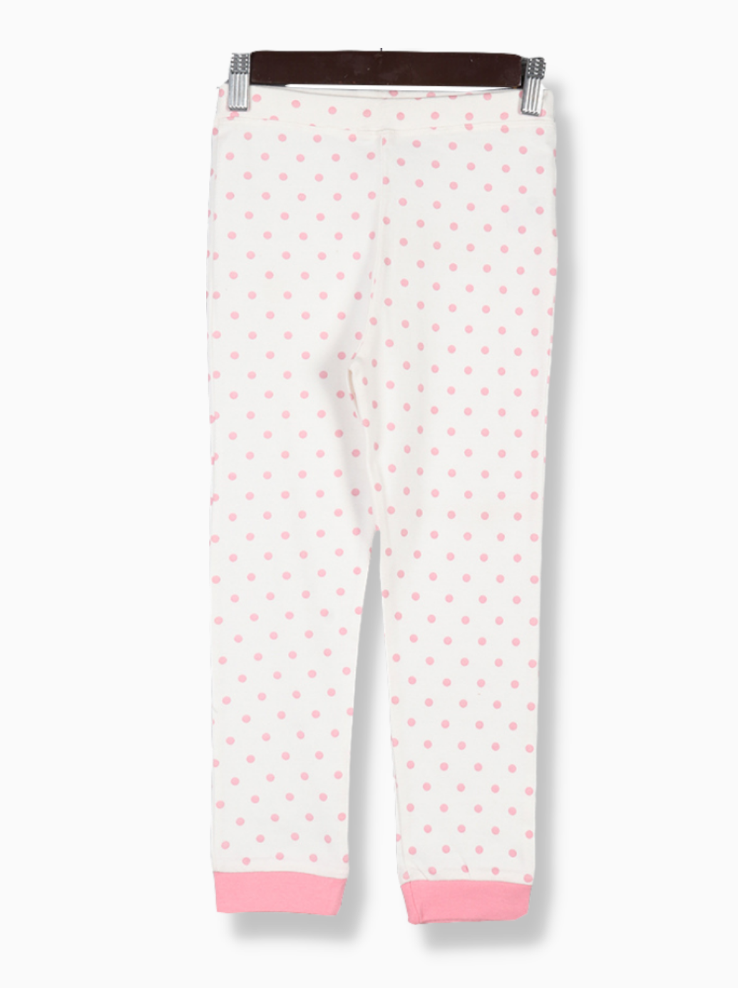 Kids White Interlock Knit Polka Print Pant