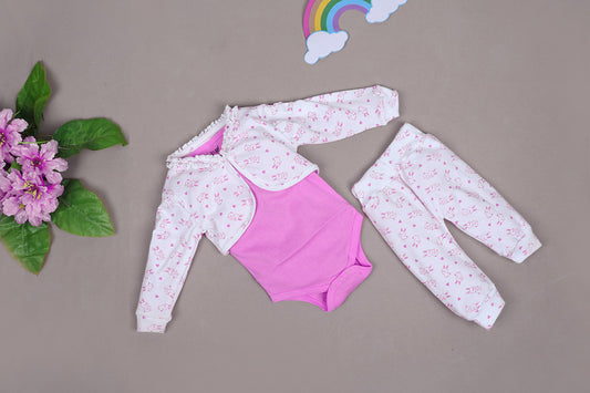 Babies Pink Full sleeve Single Jersey Romper Set