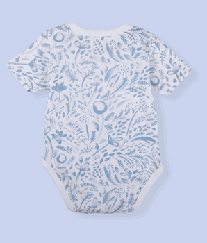 Babies Blue Half Sleeve Printed Soft Cotton Romper