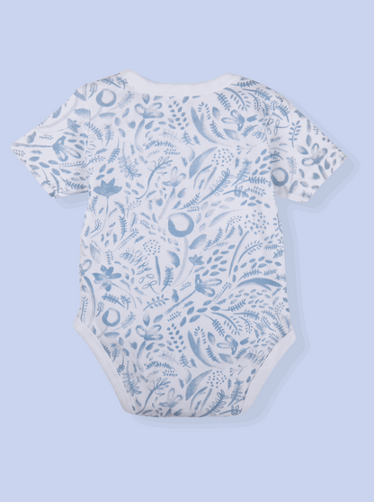 Babies Blue Half Sleeve Printed Soft Cotton Romper