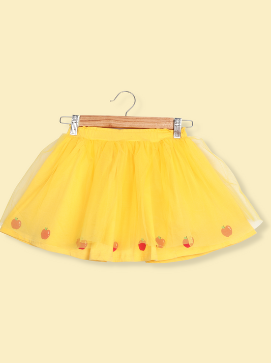 Kids Girls Yellow Solid Tutu Skirt