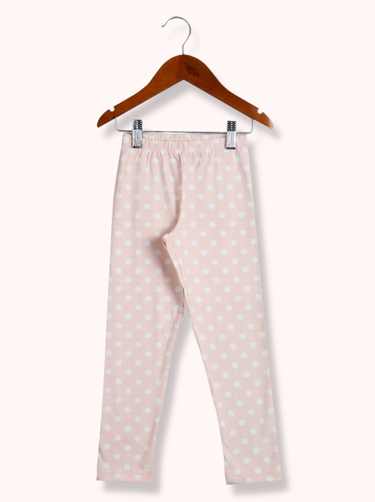 Kids Orange Cotton jersey knit Polka Print Pant