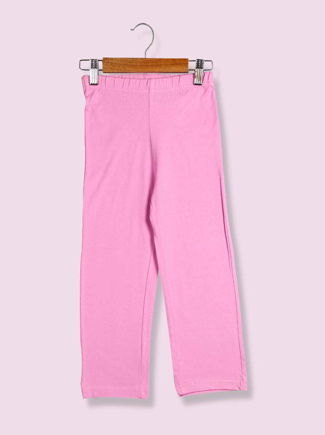 Kids Pink Cotton jersey knit Solid Pant