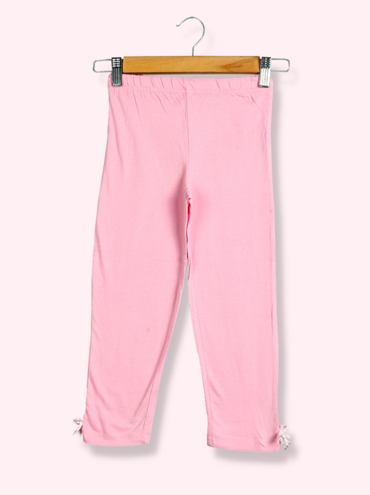 Kids Pink Cotton jersey knit Solid Pant