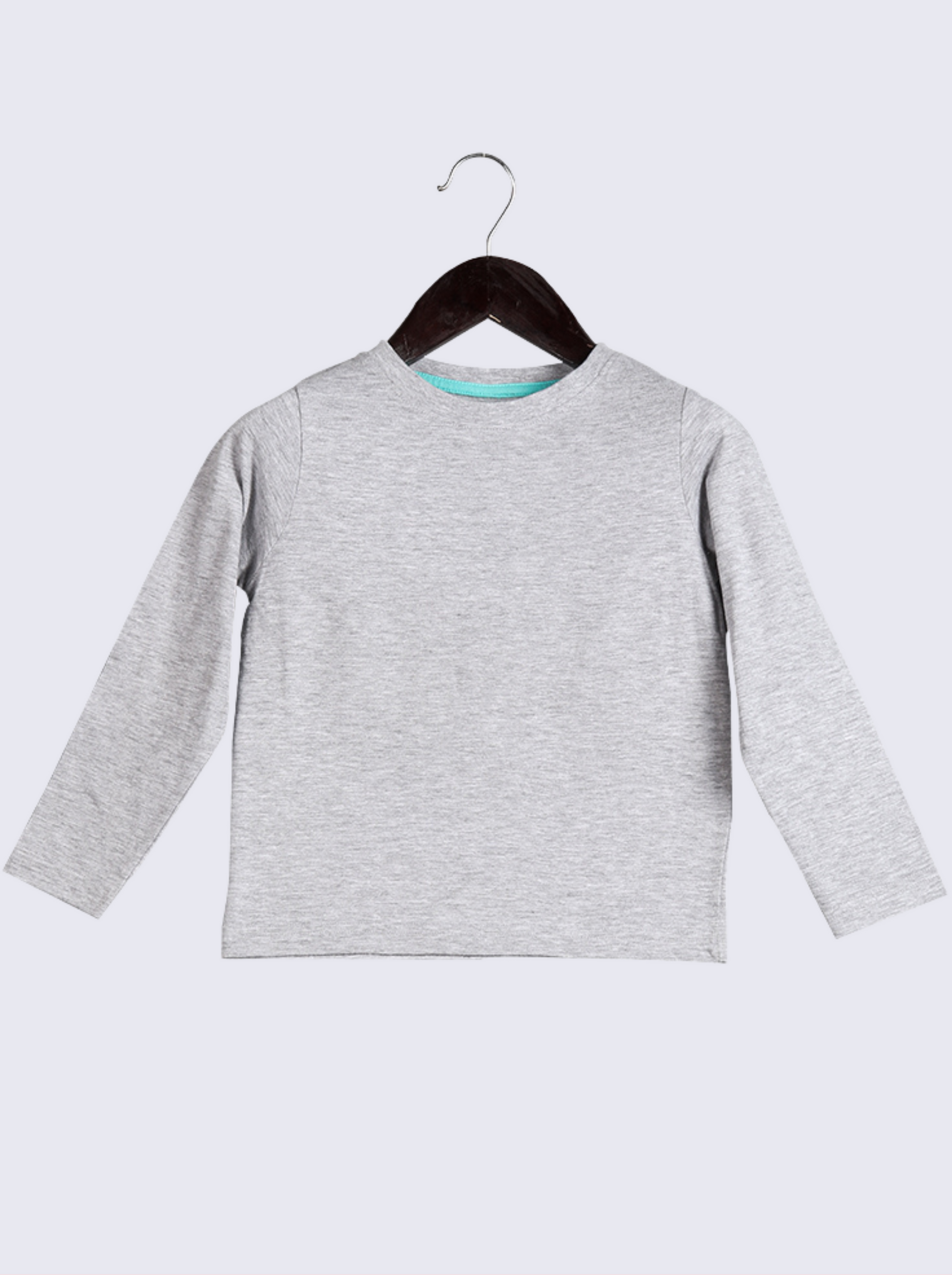 Kids Grey Full sleeve Solid Cotton jersey knit T-Shirt