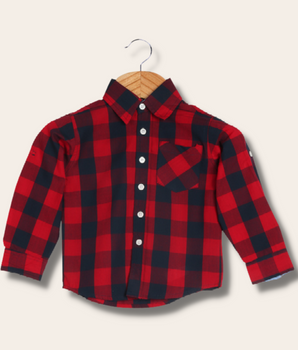 Kids Black Full sleeve Checkered Cotton Shirt