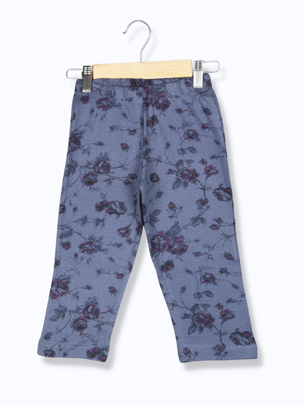 Kids Blue Interlock Knit Floral Print Pant