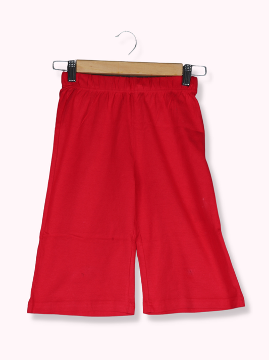 Kids Red Cotton jersey knit, Single Jersey Solid Shorts