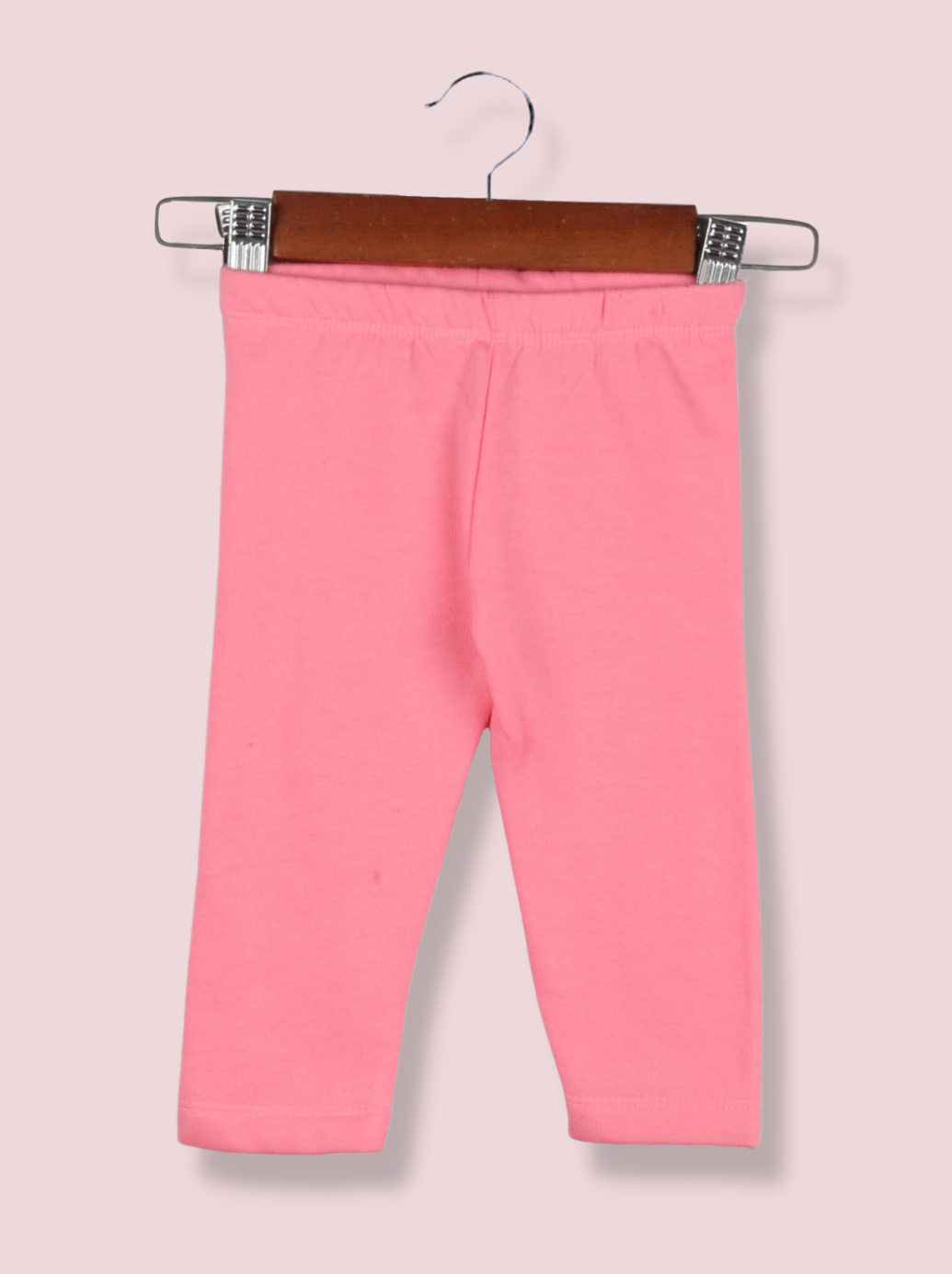 Kids Pink Cotton Lycra Solid Pant