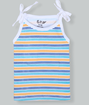 Babies Multi Colour Sleeveless Cotton Rope Knot Dress