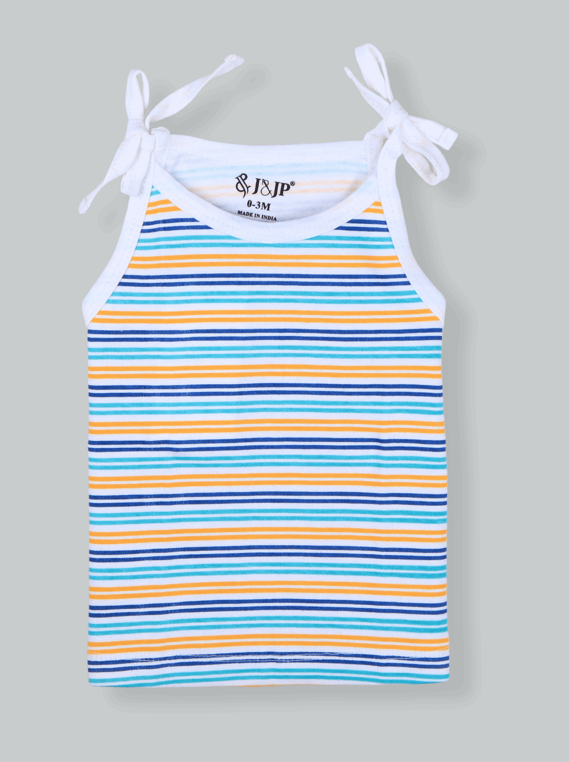 Babies Multi Colour Sleeveless Cotton Rope Knot Dress