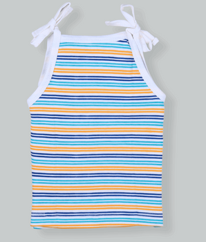 Babies Multi Colour Sleeveless Cotton Rope Knot Dress