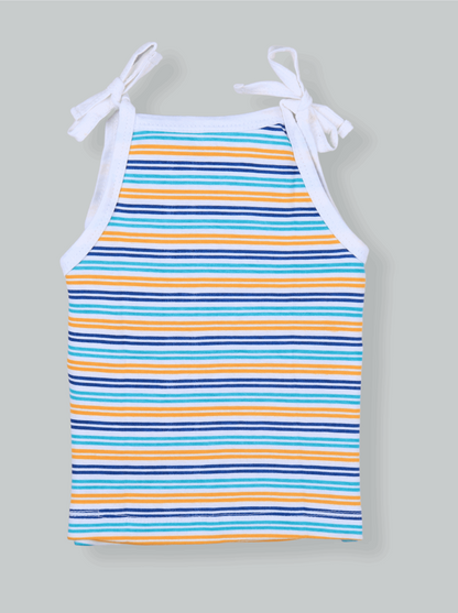 Babies Multi Colour Sleeveless Cotton Rope Knot Dress