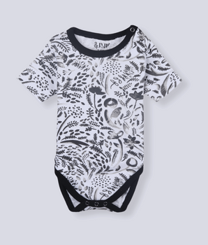 Babies Black Half Sleeve Printed Soft Cotton Romper