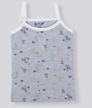 Babies Printed Grey Colour Sleeveless Cotton Rope Knot Dress