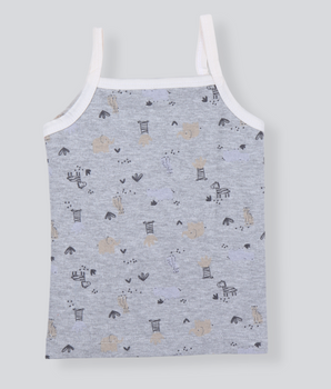 Babies Printed Grey Colour Sleeveless Cotton Rope Knot Dress