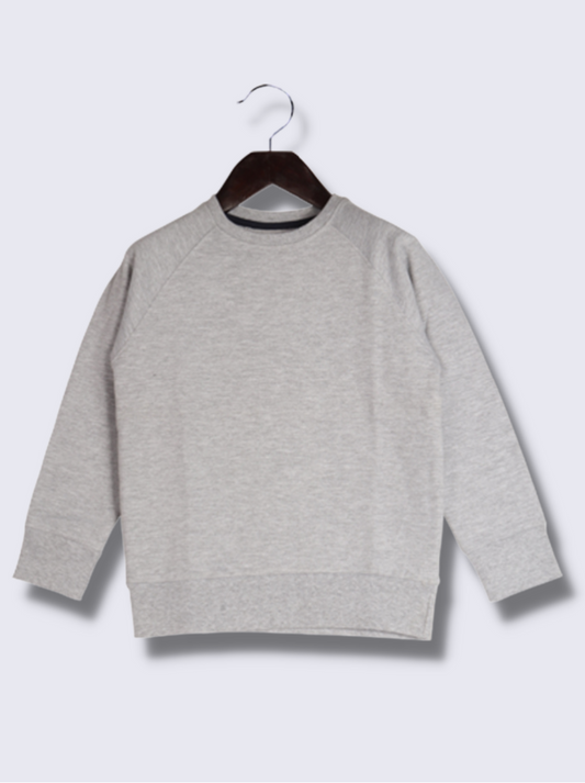 Kids Grey Full sleeve Solid Fleece T-Shirt