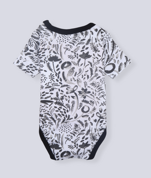 Babies Black Half Sleeve Printed Soft Cotton Romper