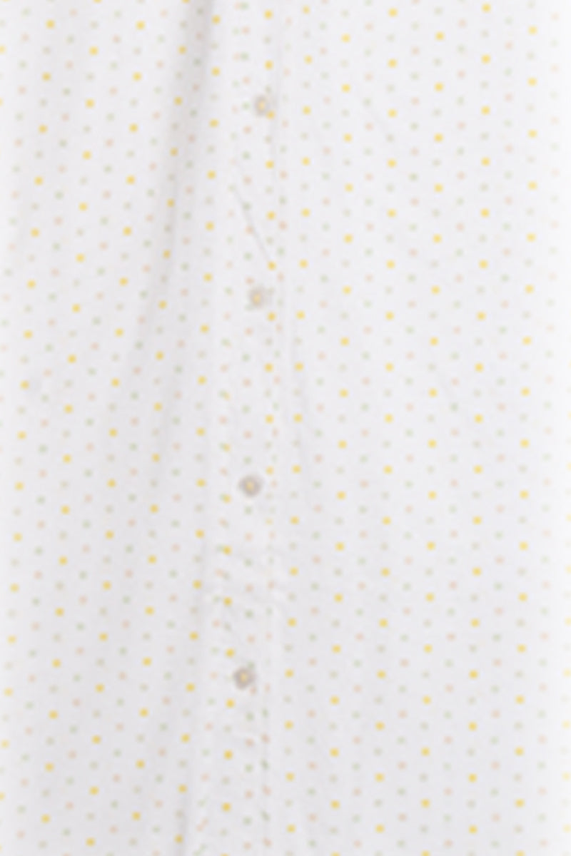 Women White Half sleeve Polka Print Cotton jersey knit Dress