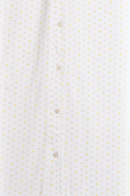 Women White Half sleeve Polka Print Cotton jersey knit Dress