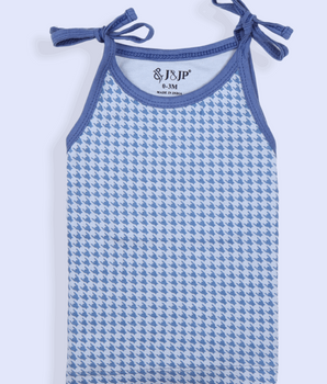 Babies Blue Sleeveless Cotton Rope Knot Dress