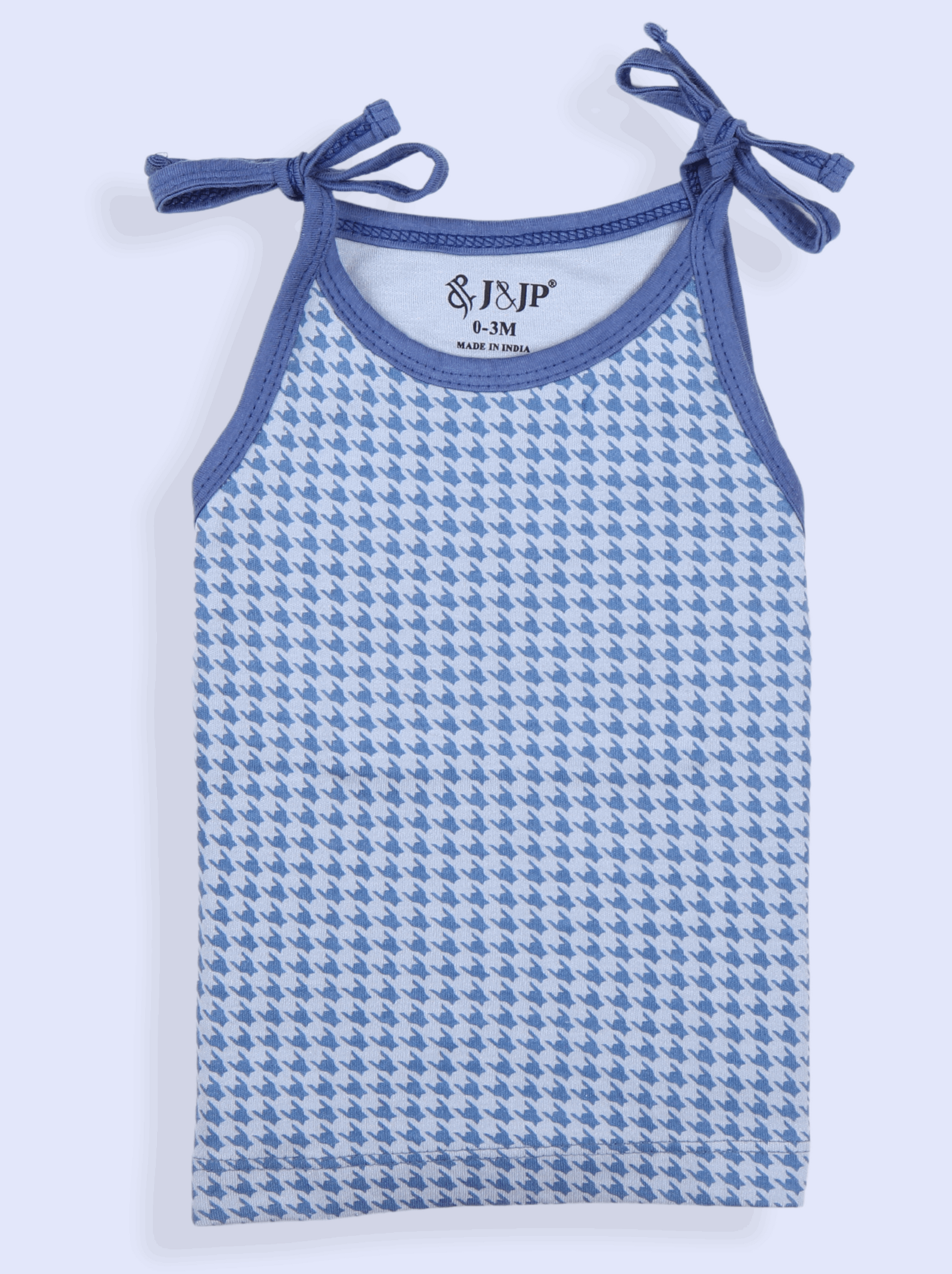 Babies Blue Sleeveless Cotton Rope Knot Dress