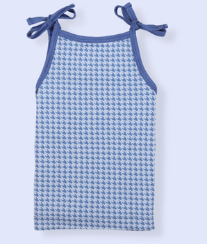 Babies Blue Sleeveless Cotton Rope Knot Dress