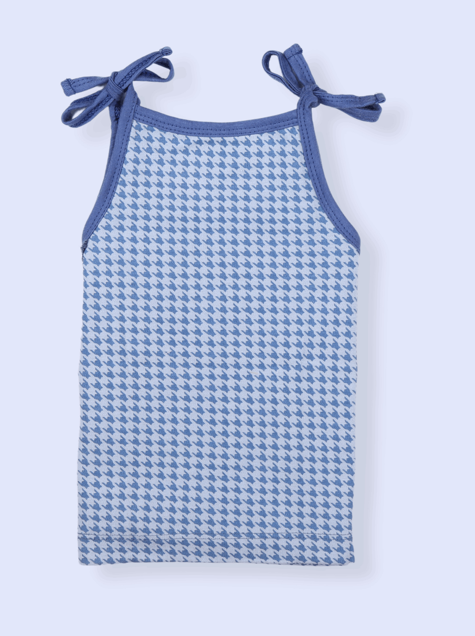 Babies Blue Sleeveless Cotton Rope Knot Dress