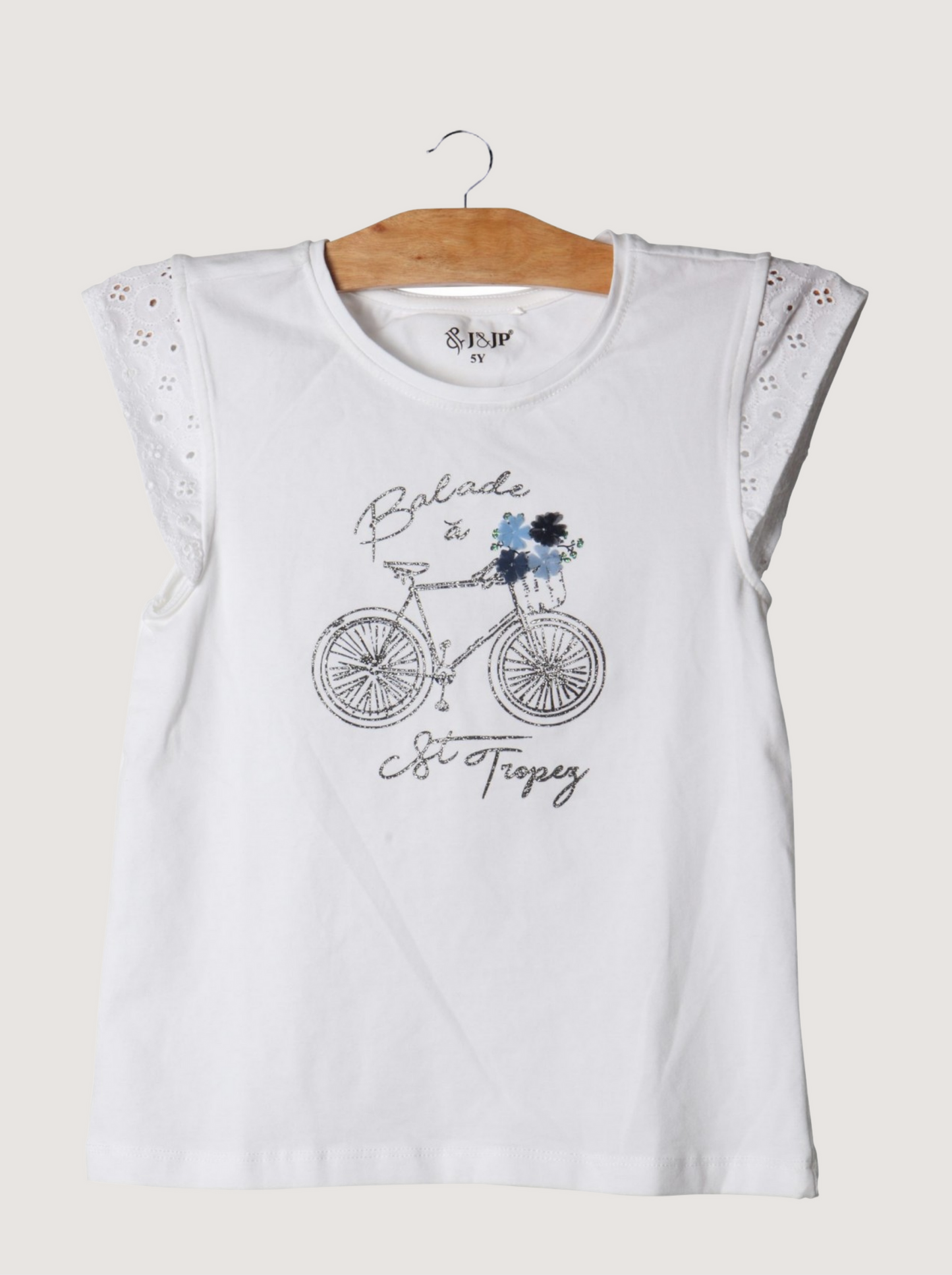 Kids White Half sleeve Printed Single Jersey T-Shirt