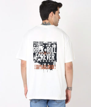 J&JP Men Oversized Back Printed T-shirt - White