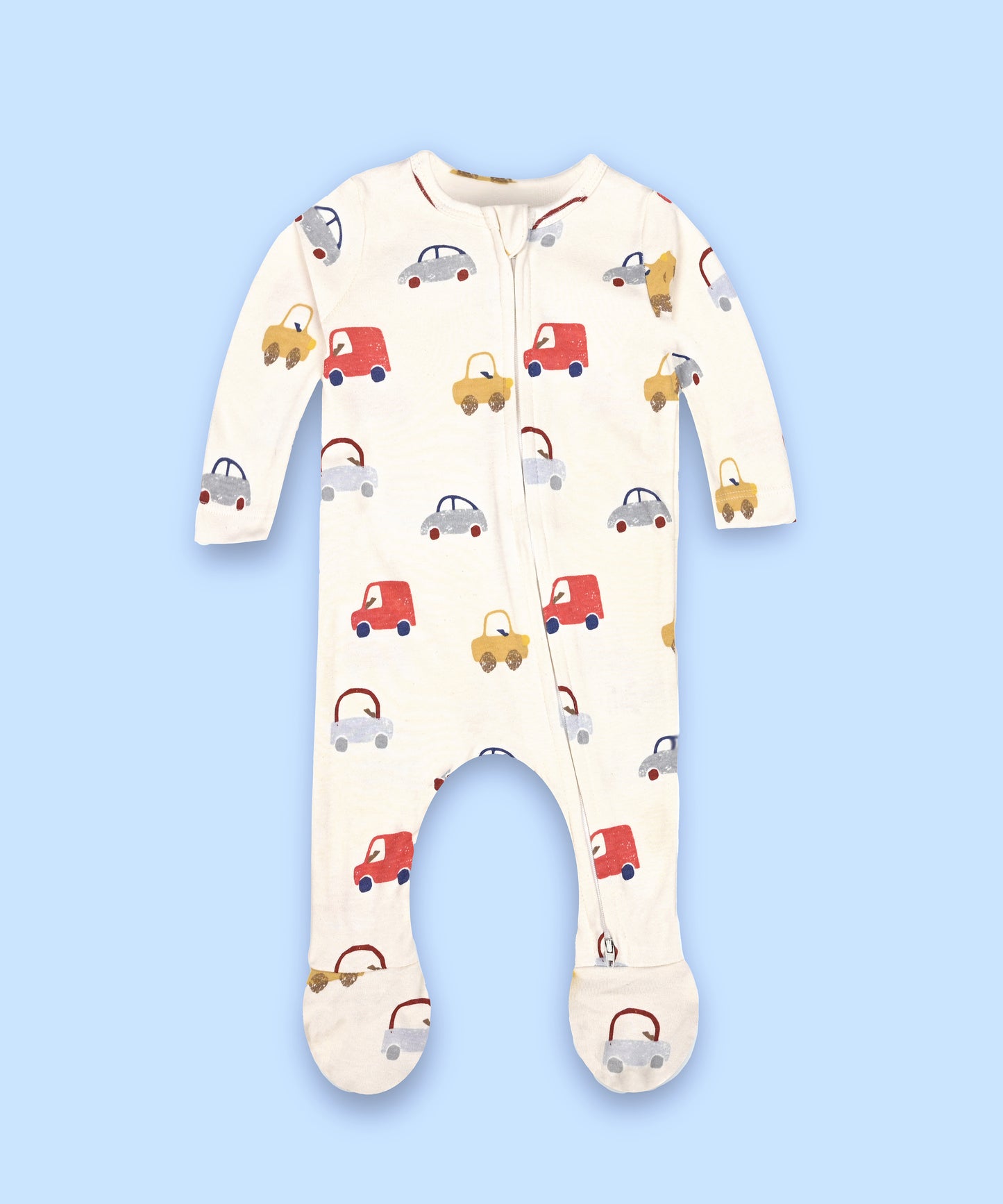 Babies Unisex Footed Romper-Vehicles