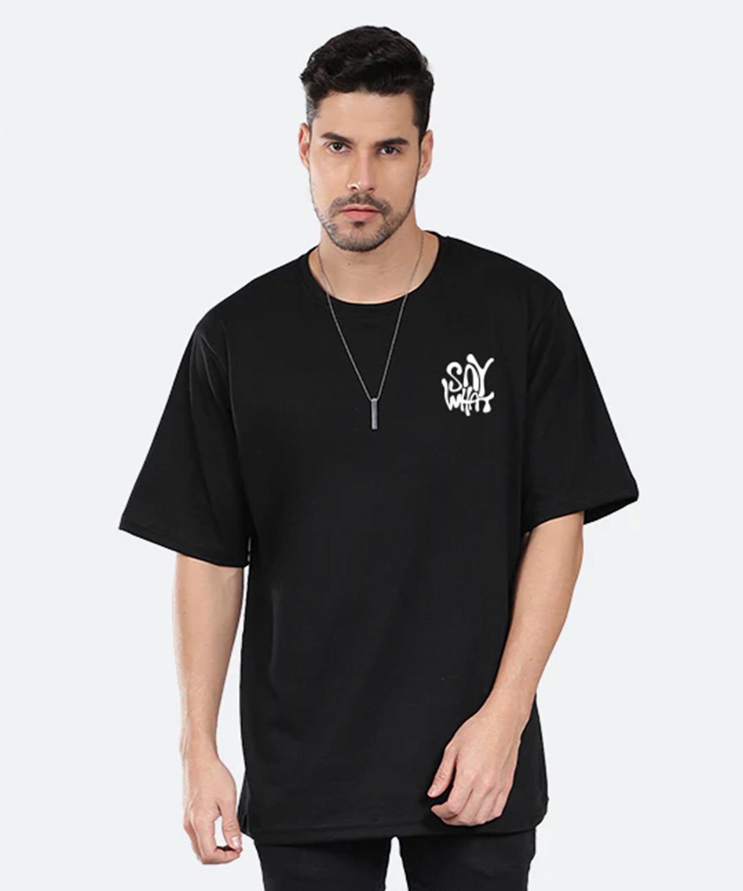 J&JP Men Oversized Back Printed T-shirt - Black