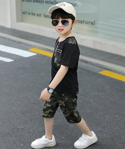 J&JP Kids Boys Camouflage T-shirt and Shorts Set