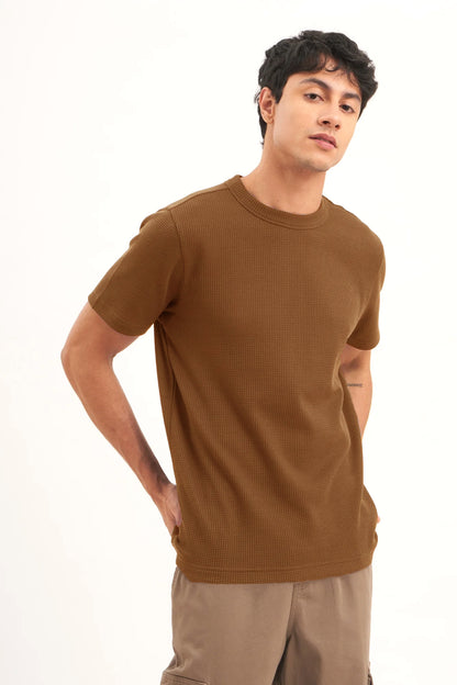 J&JP Texture oversize tshirt-Brown