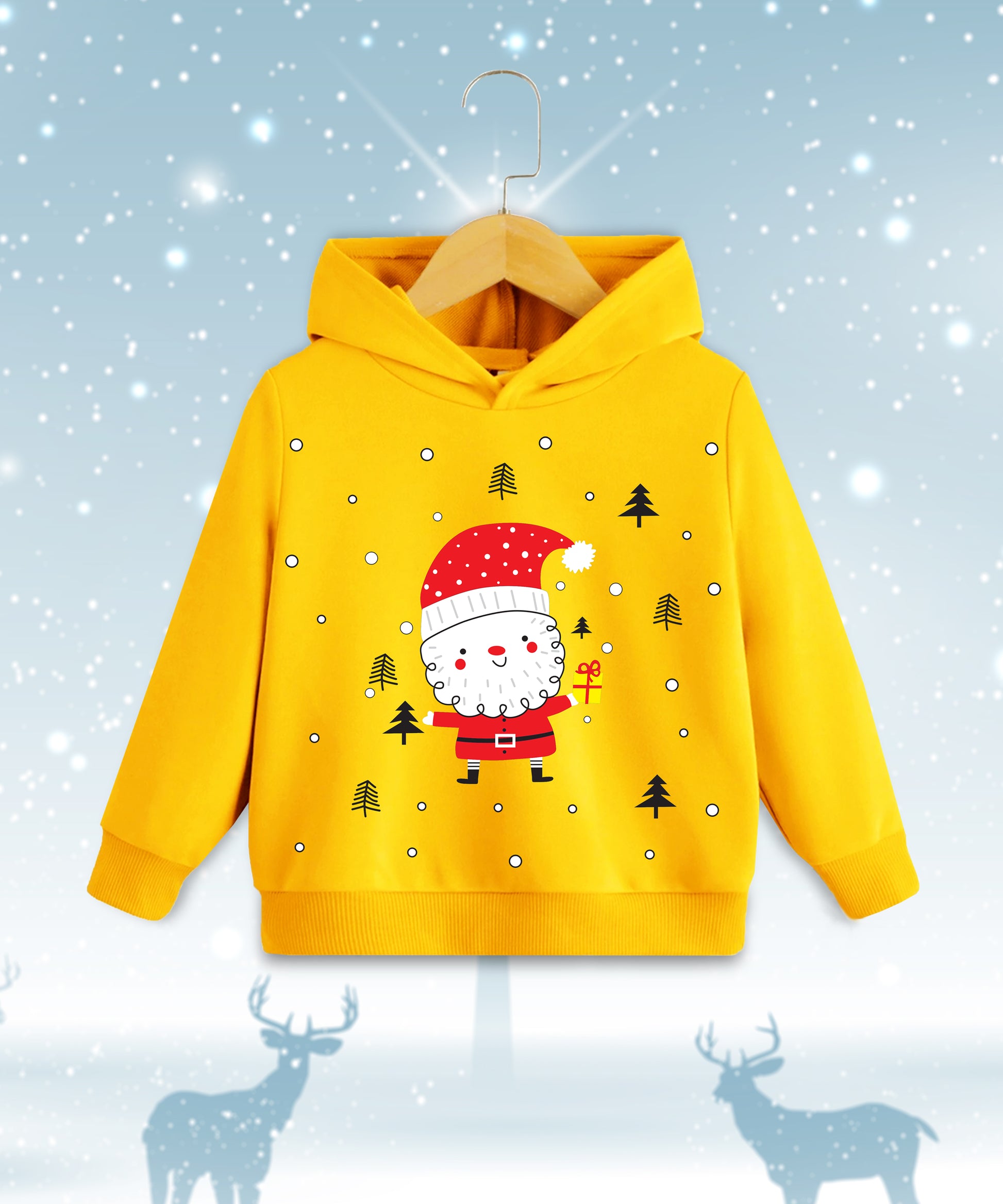 Kids' Yellow Santa Hoodie –