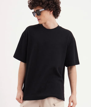 J&JP Texture oversize tshirt-Black