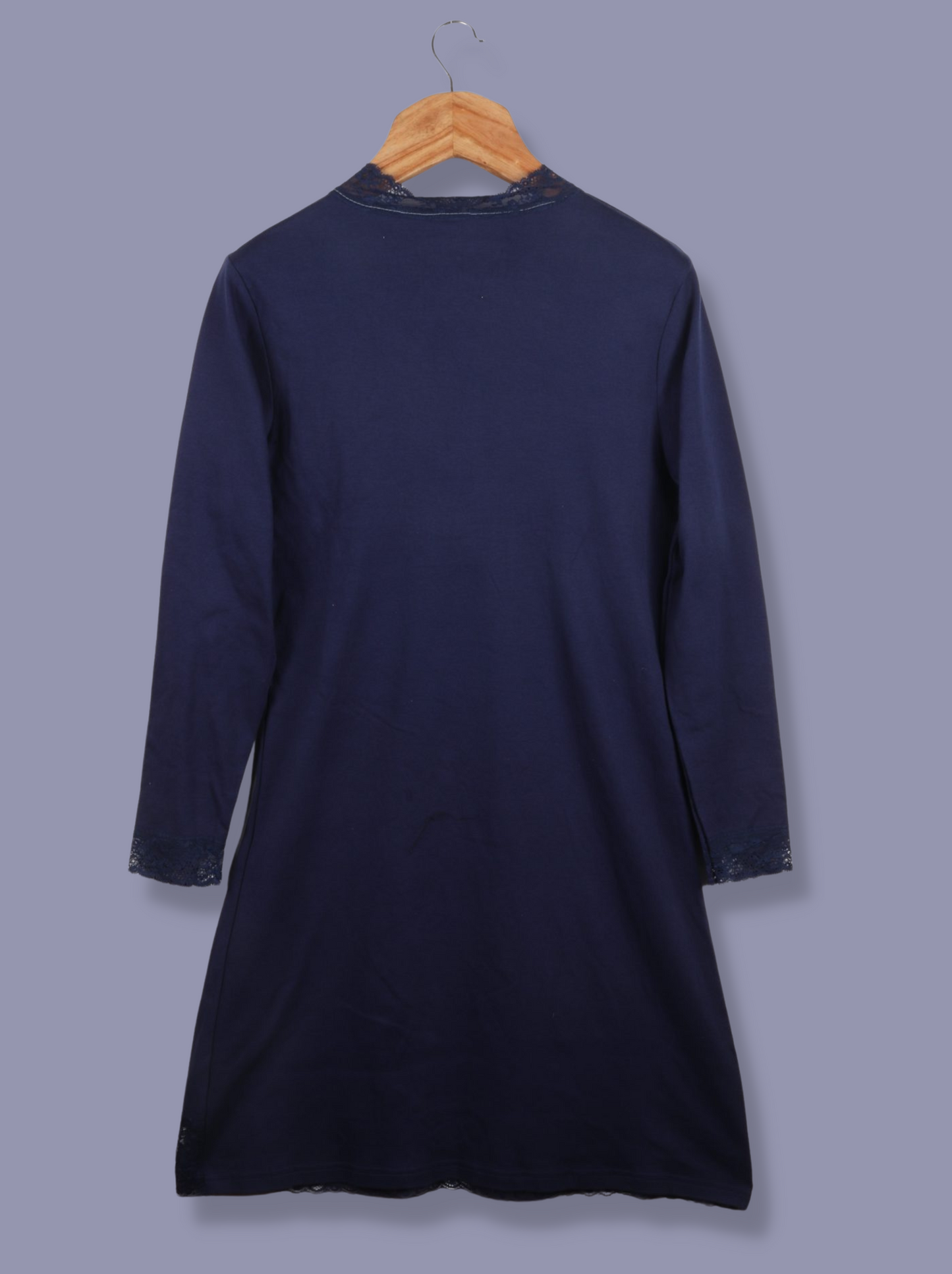 Women Navy Full sleeve Solid Interlock Knit Dress